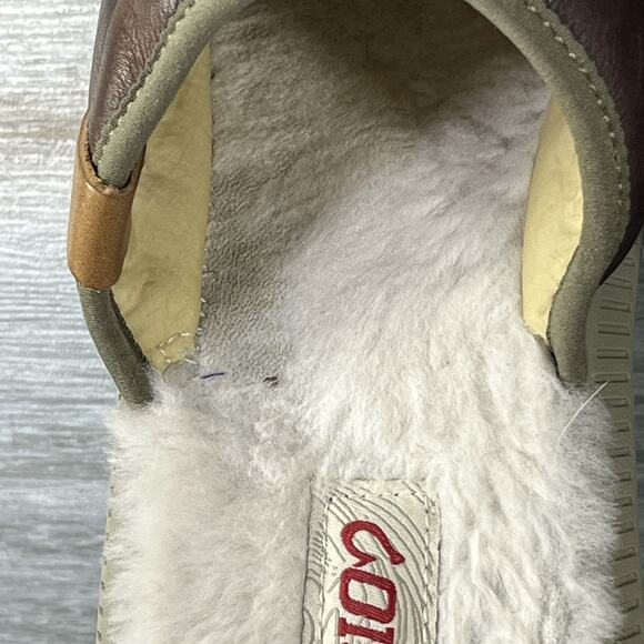 Olukai Men's Mua Ili Sheepskin Lining Brown Leather Slippers Size 8 - Picture 7 of 9